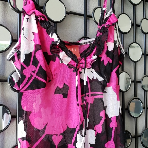 Babydoll Nighty  Pink/Black/White by ELLE - Picture 2 of 7